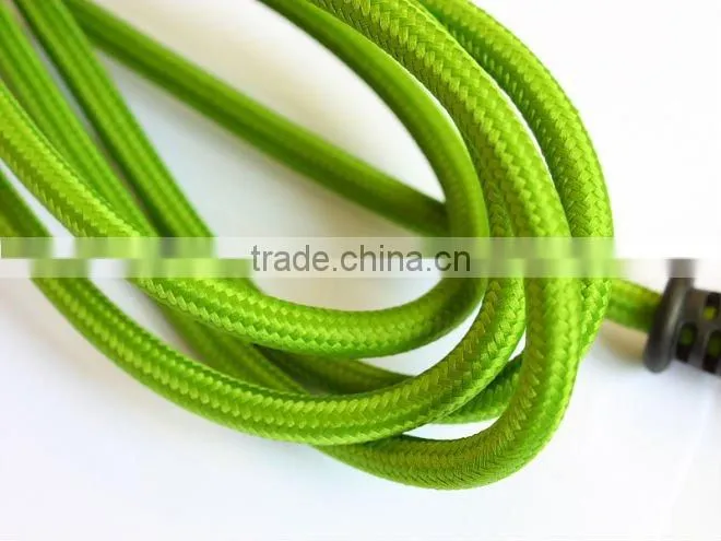 Green textile braided lamp power cord plug