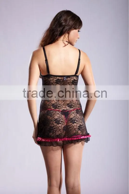 latest design sexy hot lacy fashion short babydolls lingerie 5162