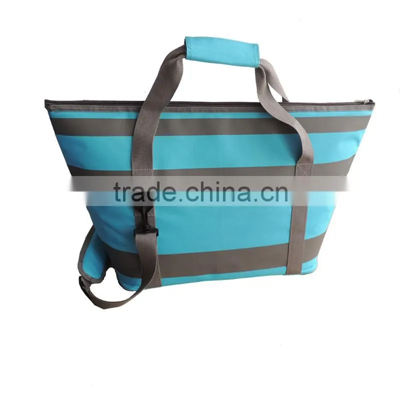 quality chic shopping bag with sky blue stripes