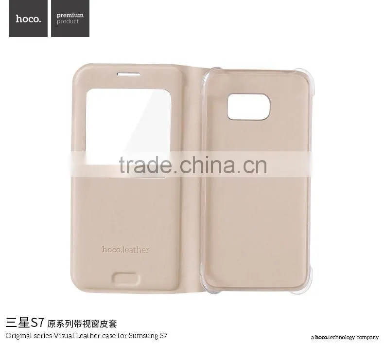 Hoco Flip PU Leather Case For Samsung S7 Original Series Leather View Window Protective Case For S7 TB-0259