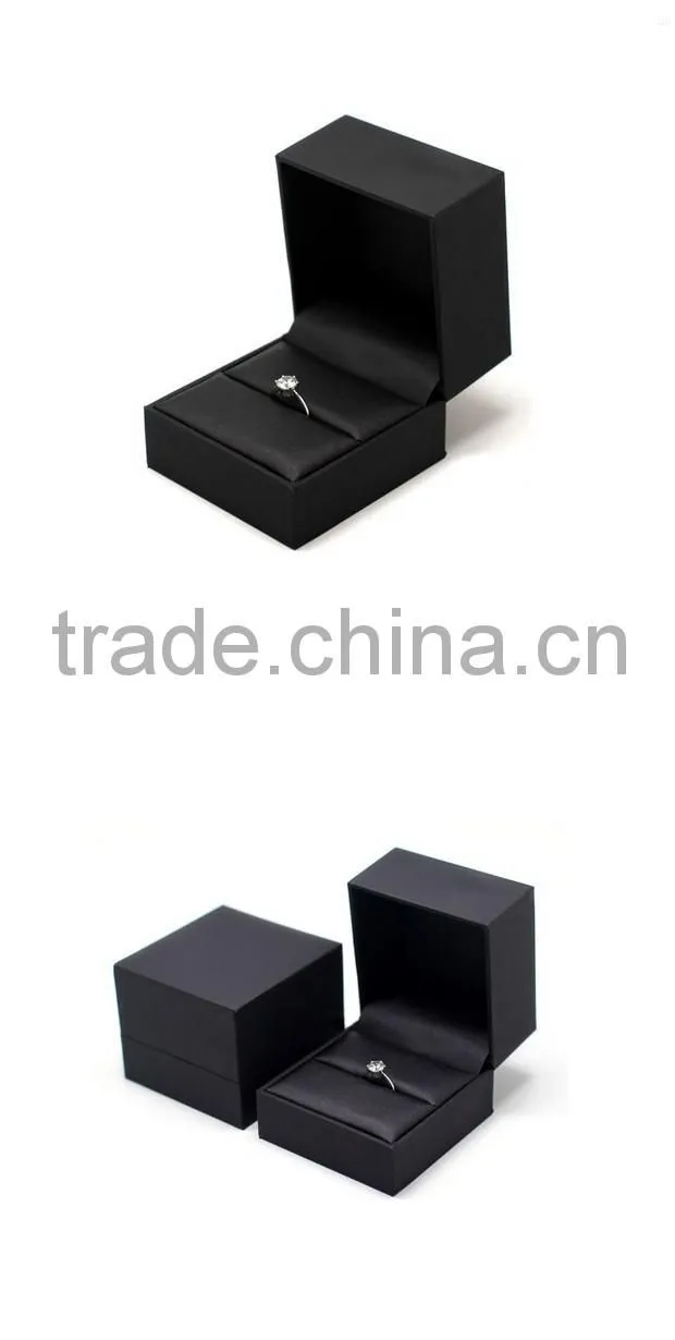 Luxury Black Decorative Square PU Leather Ring Box