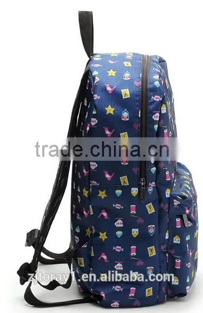 Cute Printed Foldable School Bag Polyester School Back Pack