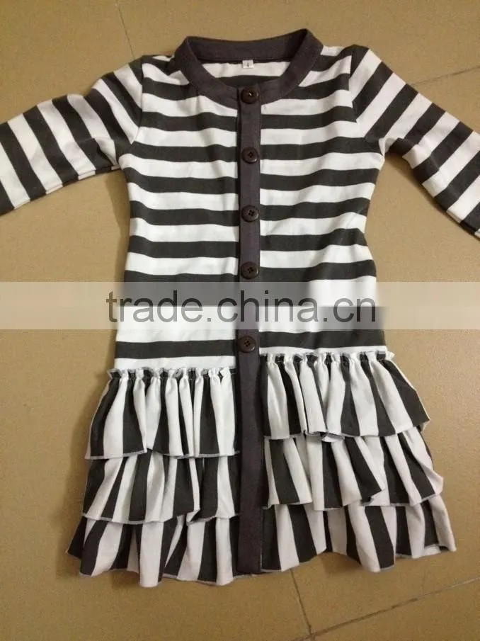 Classic Design Cute Baby Girl Cotton Cardigan 100% Cotton kids Long Sleeve Cardigan with Triple Ruffle