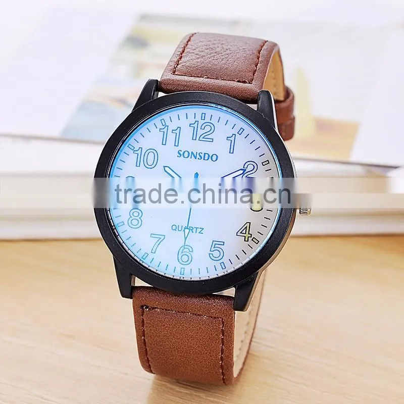 China Supplier Quartz Brown Leather Strap Sports Mens Watches