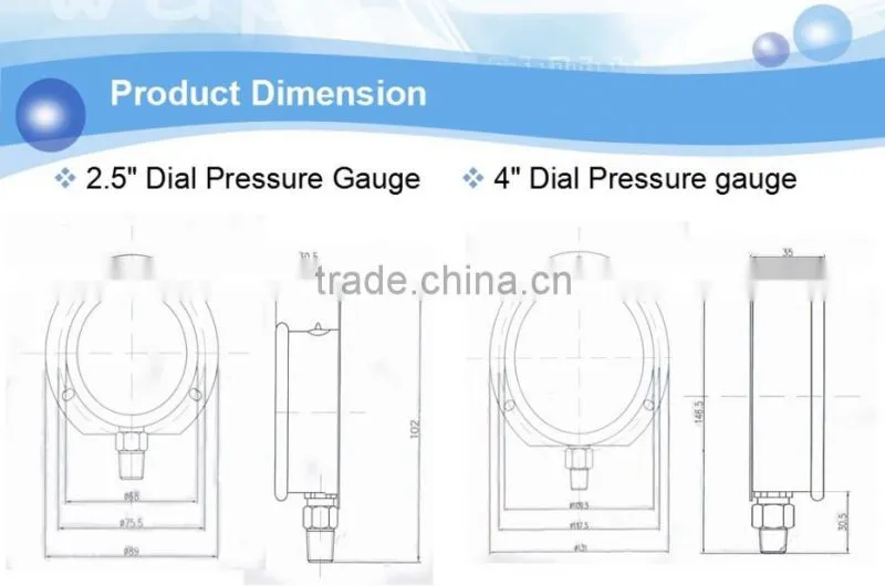 World widely used oil pressure gauge bar