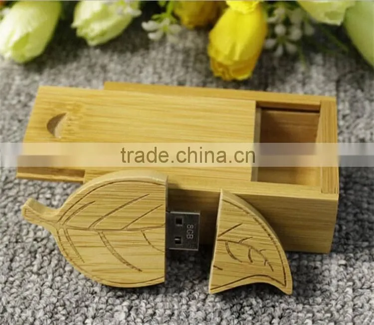 Promotionl Recyclable Eco Wood USB Flash Memory Stick Custom Wood Leaf Gift USB Drives, Promotional Gift USB