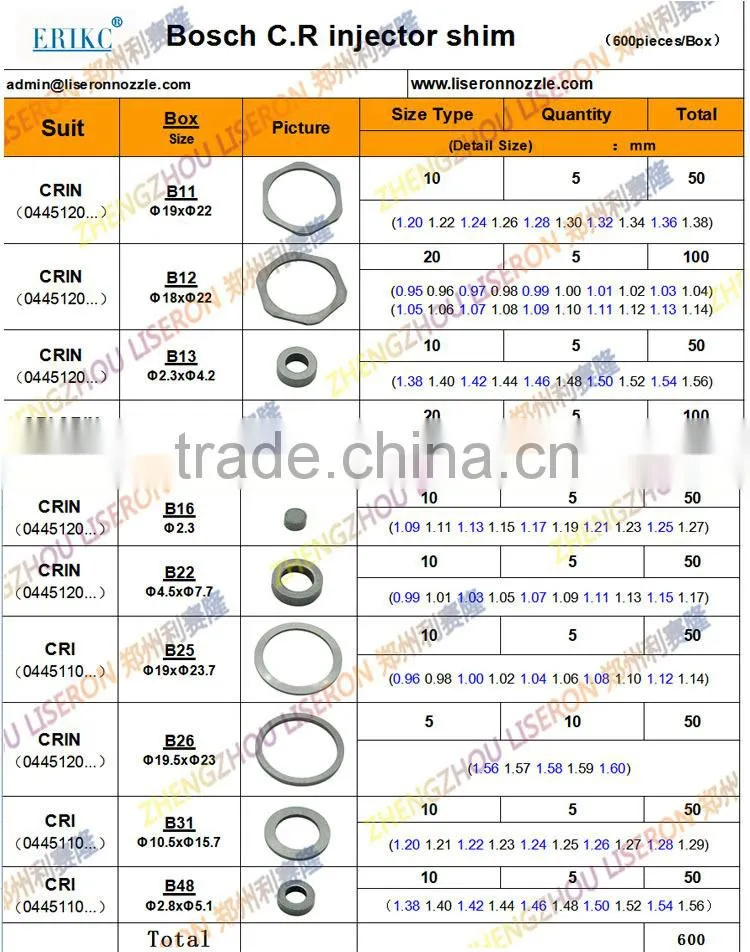 Bosch Common Rail Nozzle Needle Lift Shim/Bosch Valve Shim