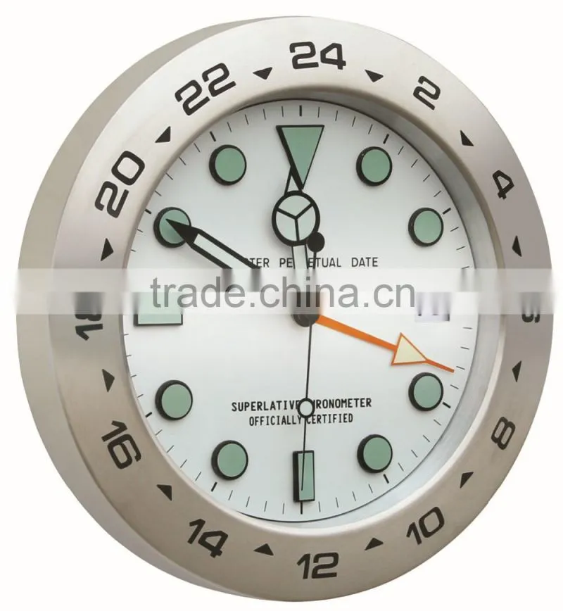 Large home metal gold decorative wall mounted calendar clock