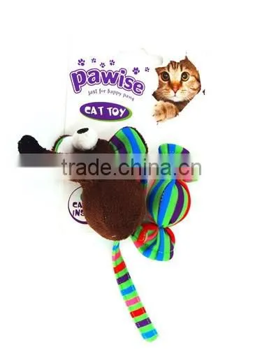 Promotional best quality mouse shaped cat toy treat ball with ring bell inside