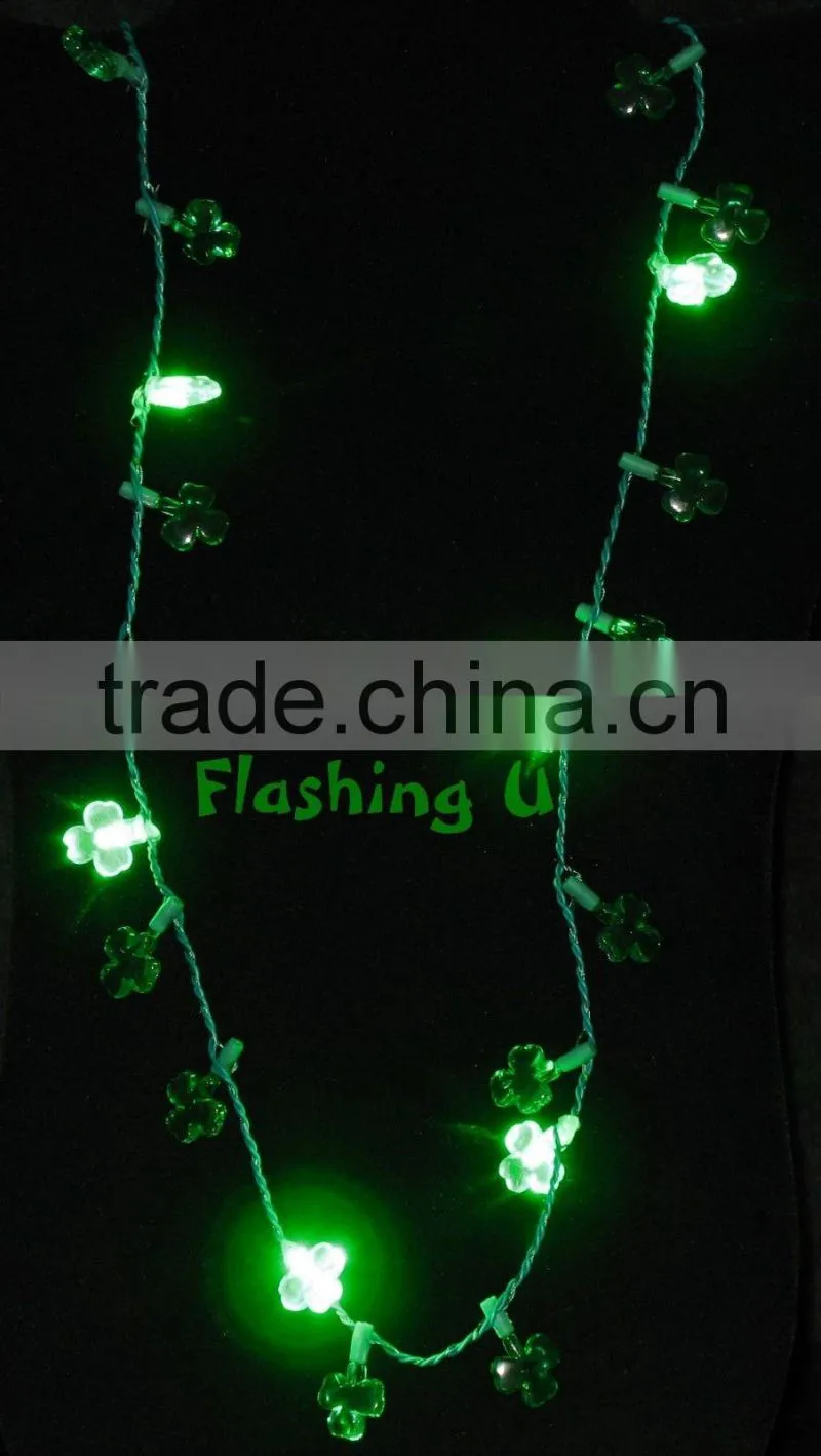 LED light up SHAMROCK necklace for st patrick's day