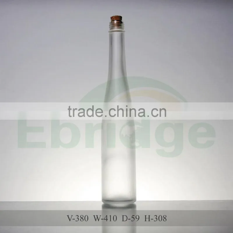 380ml long neck white round glass ice wine bottle