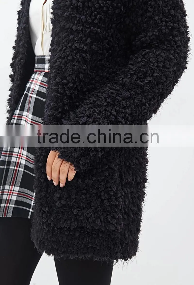 Fuzzy popcorn knit cardigan