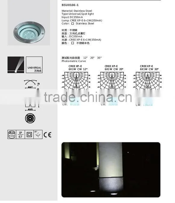 Waterproof Round IP67 6W Outdoor Garden LED Inground Light