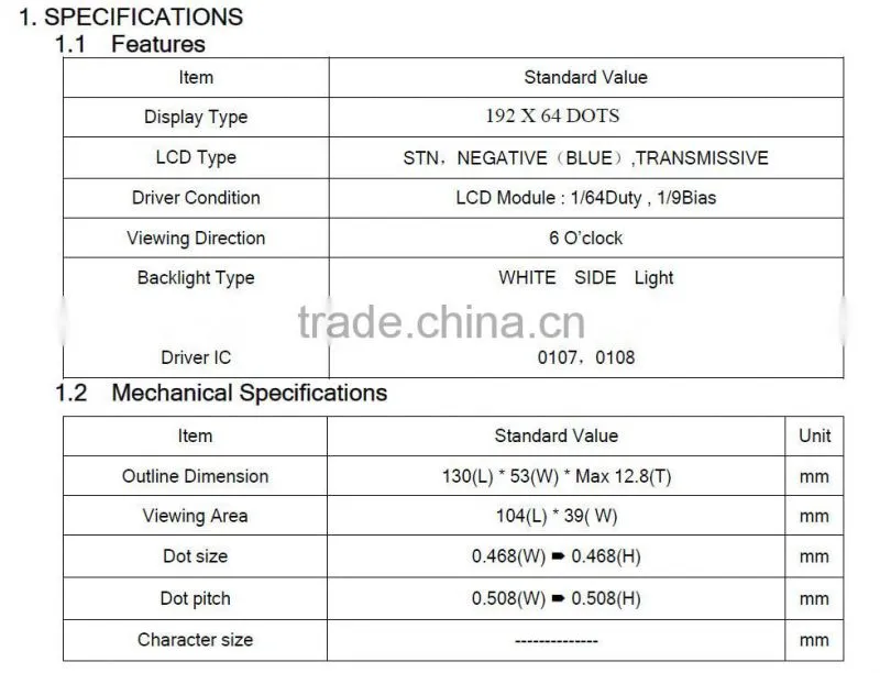 19264 COB lcd module, negative graphic STN display