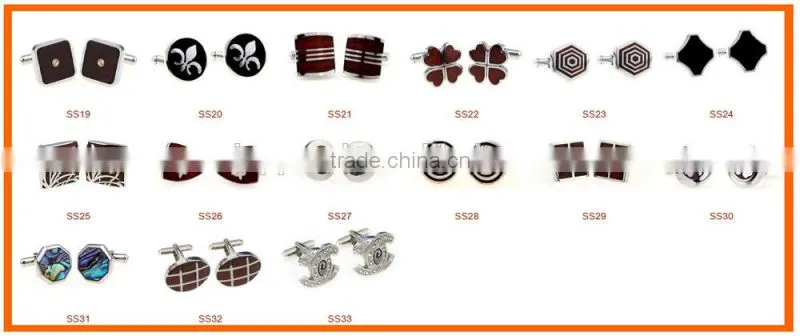 Custom round stainless steel Wood Keyhole Cufflinks with logo