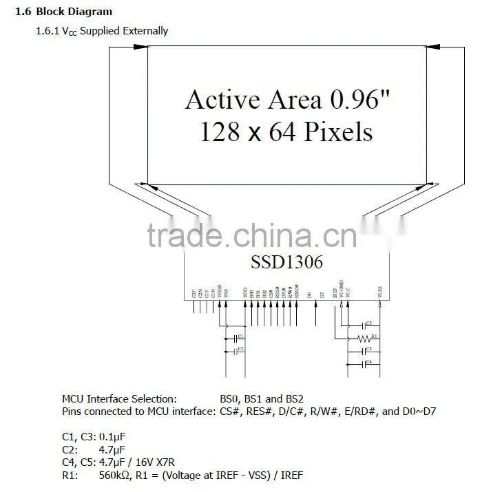 128*64 dot matrix ,OLED 0.96 inch monochrome screen