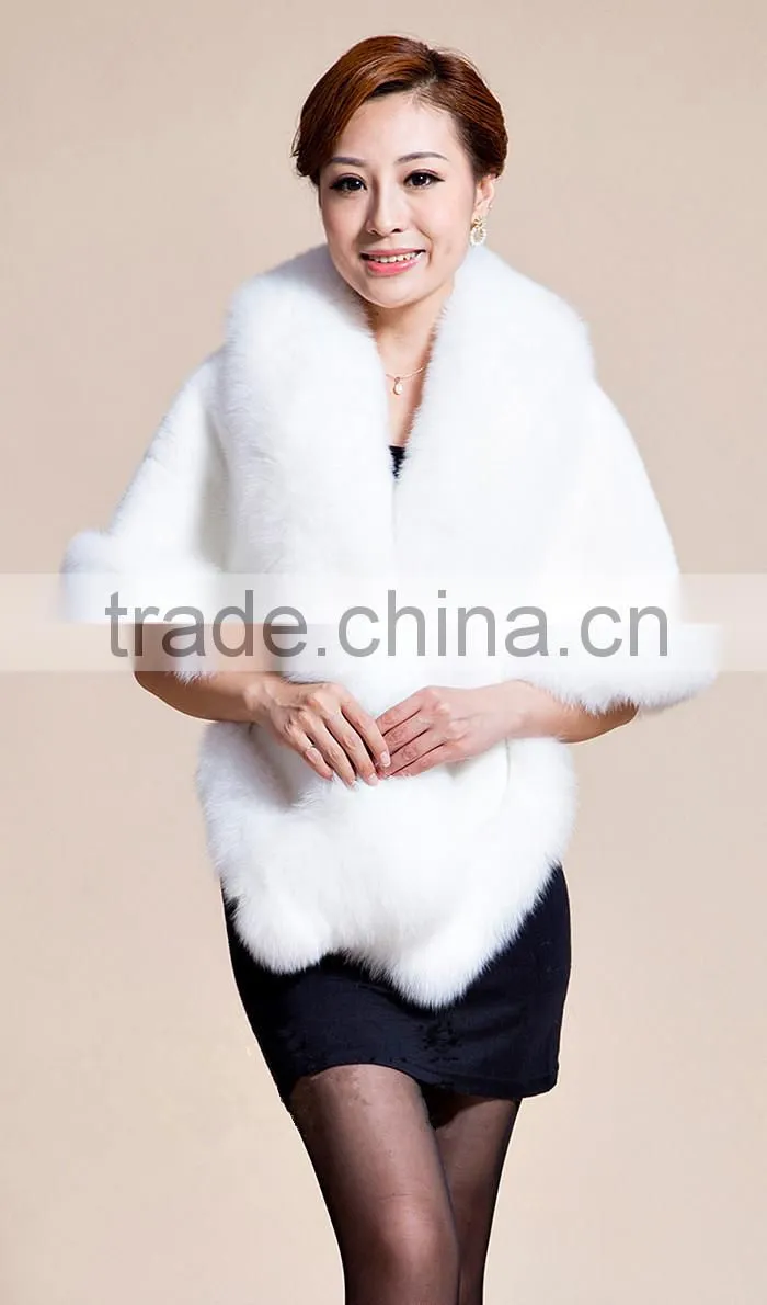 Lady's Real Mink Fur With Fox Fur Coat Mink Fur Coat Poncho / Shawl / Coats