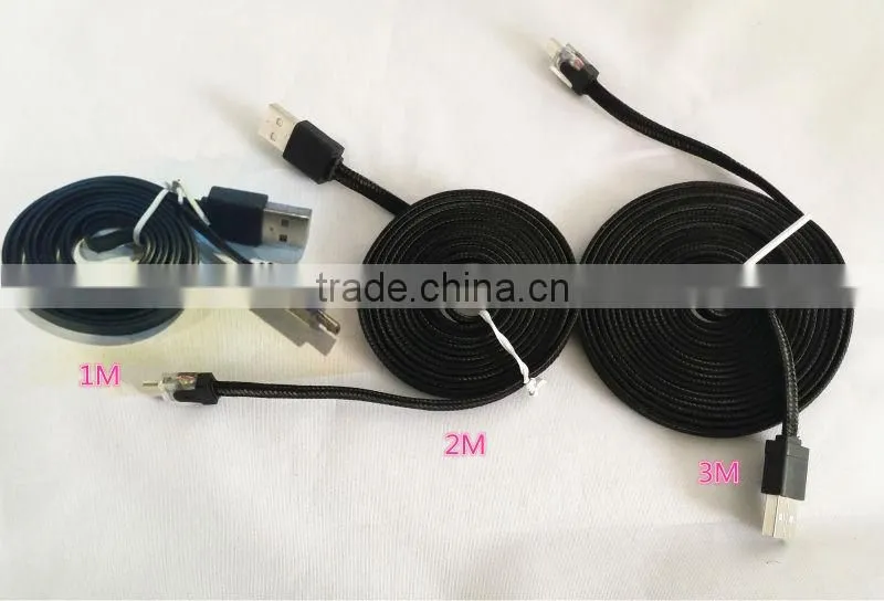 OEM Fabric Braided LED Light Micro USB data Sync Charging Cable for HTC Nokia Samsung