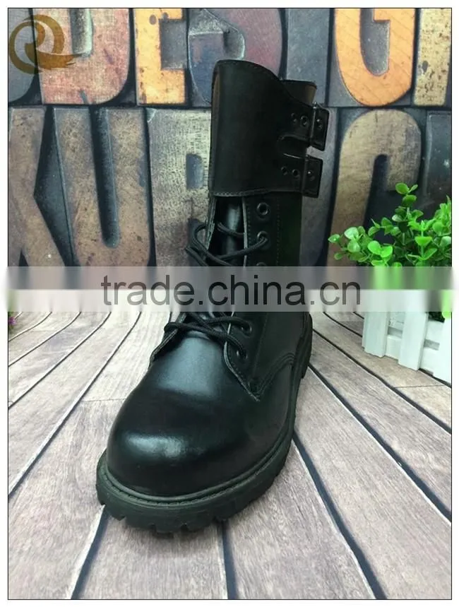 Genuine leather military combat tactical boots man black
