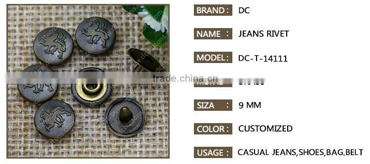 Hot Selling Metal Studs Jeans Rivet for Denim,Bags