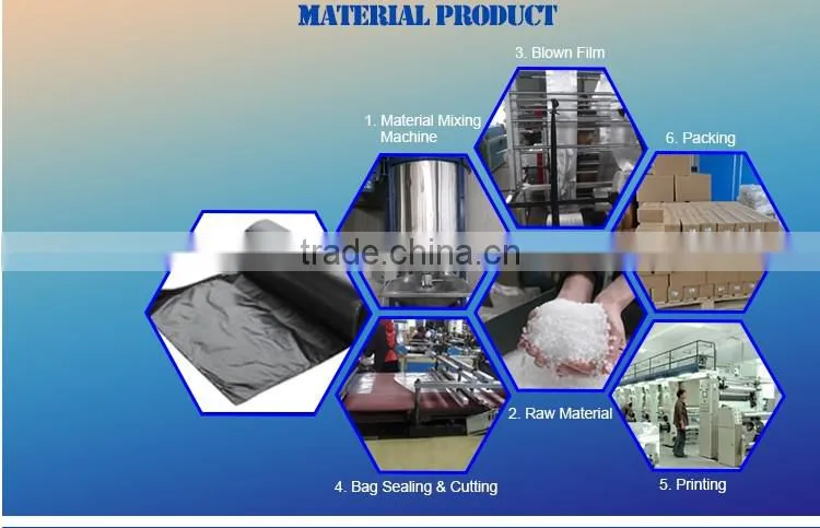 Colorful plastic garbage bag/trash bag HDPE can liner