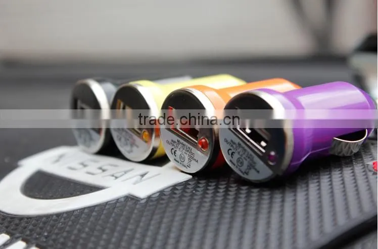 Hot Sale!Cheapest Promotional Traveling colorful bullet mini Car Charger