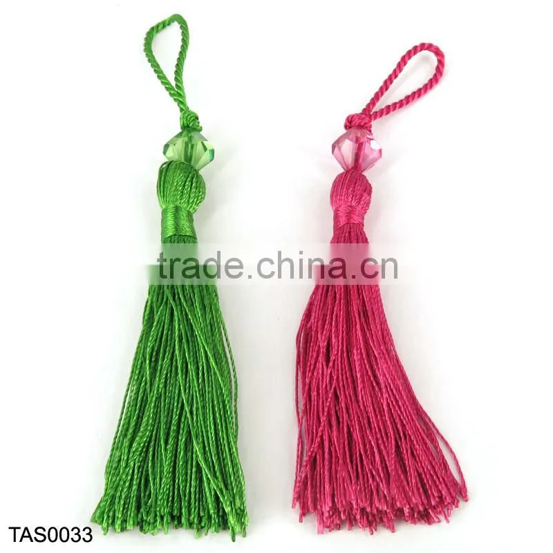 5cm Hang Acrylic Beads Silk Tassel Moroccan Silk Tassel For Jewelry In Tassel Fringe