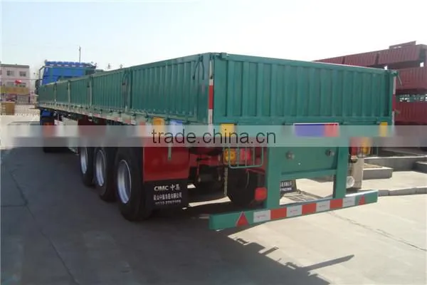 CIMC 2 Axles 35Tons Flat Deck Sidewall Trailer with truck head tractor