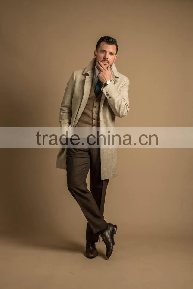 Fresh Linen Fabric Custom Made SlimFit Latest Design Men Long Coat