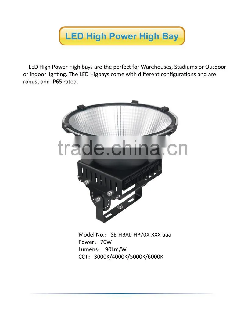 5 Year Warranty IP65 Factory Warehouse Industrial 70W LED High Bay Light