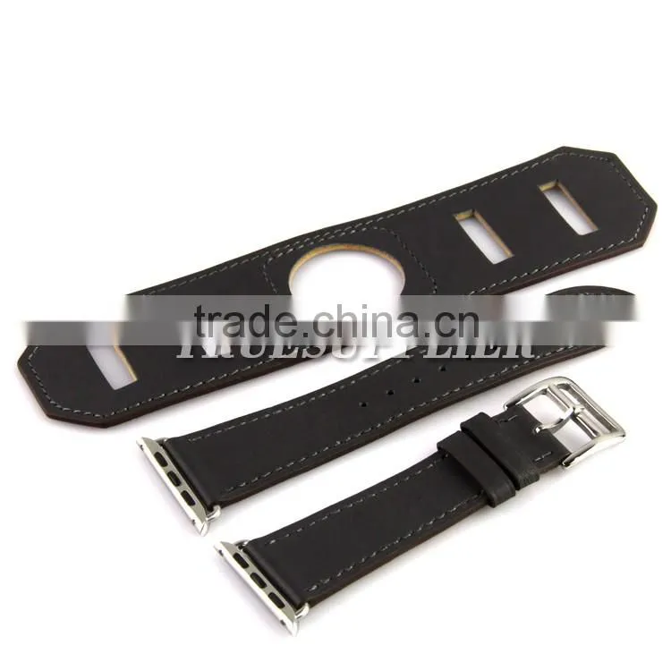 black leather band for apple watch link leather bracelet