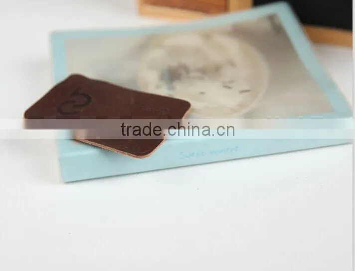 Custom embossed leather label leather patch for students clothing