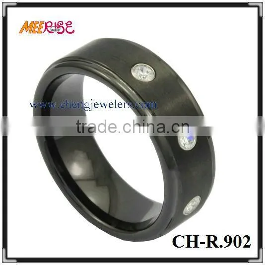 Fashion grooved ceramic men thumb ring