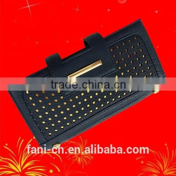 Newest arrival PU leather wallet with elastic strap and hinge design for woman