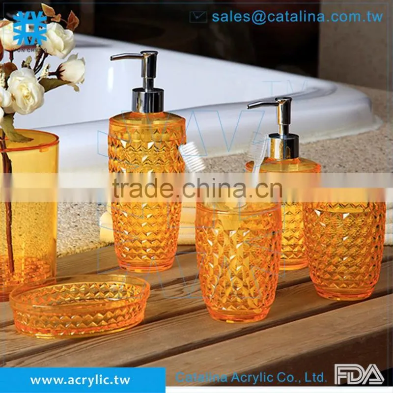 Taiwan Manufacturer High Quality Soap Dispenser Dish Holder Toothbrush Cotton Jar Lotion Water Tumbler Acrylic Bathroom Supplies