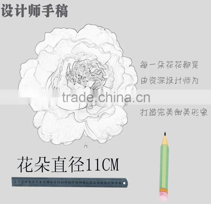 Silk Fabric Artificial Peony Flower Silk Flower Head