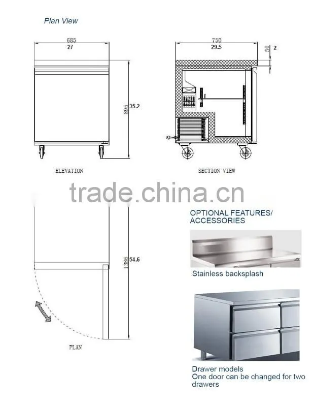 table counter refrigerator, catering supplies_TUC27R