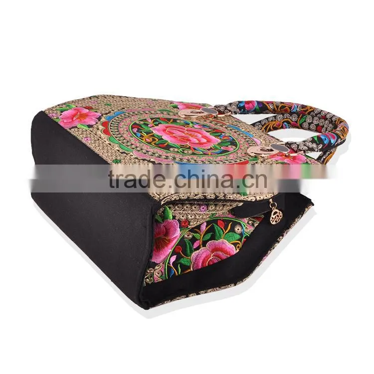2015 new arrival canvas embroidery bag handmade national handbag