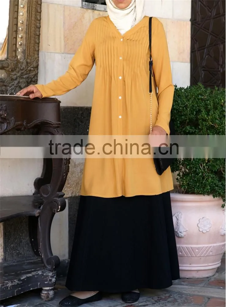 OEM service China factory custom made arabic linen buttons women tunic tops