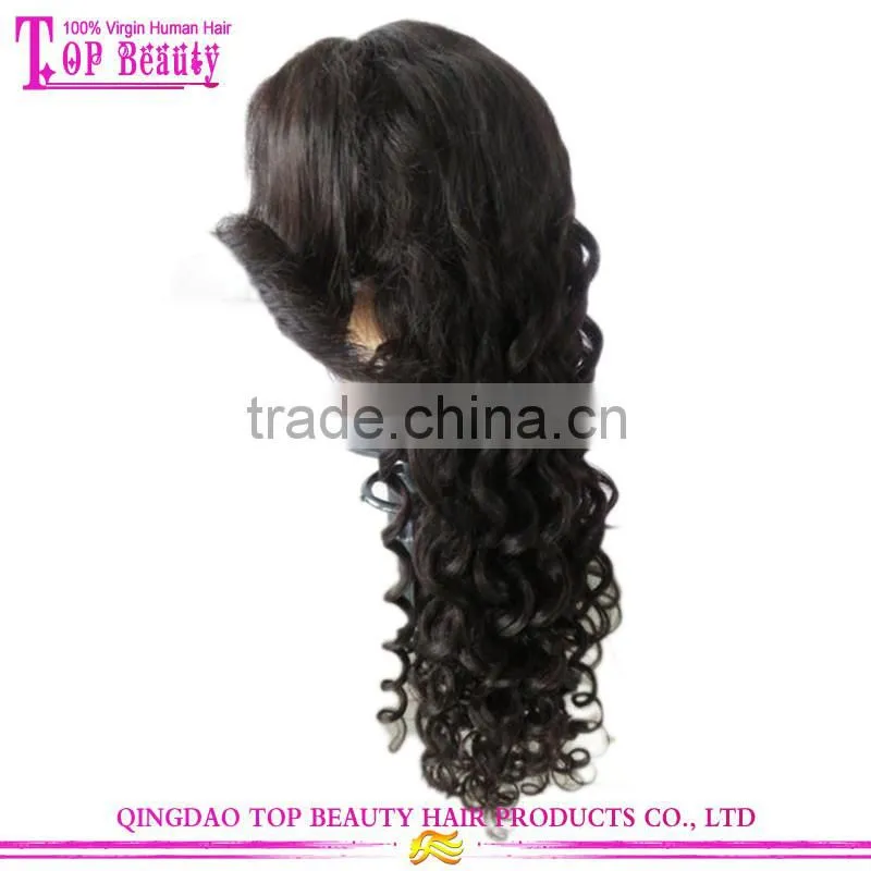 Cheap brazilian loose wave full lace wig glueless virign brazilian hair wig for black woman