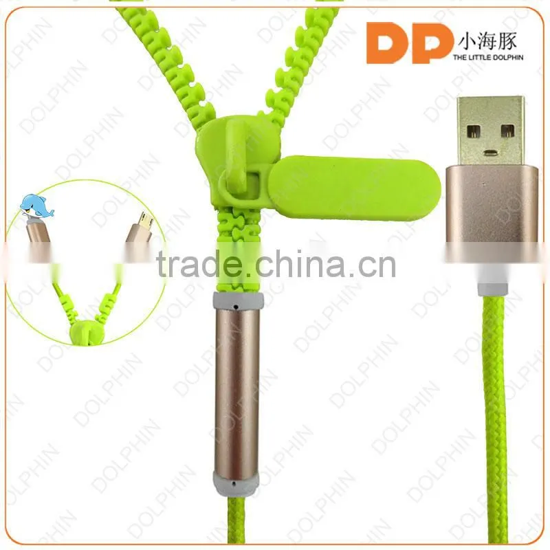 2 in 1 usb cable 2.0 data cable tangle free zipper usb cable for iphone 6