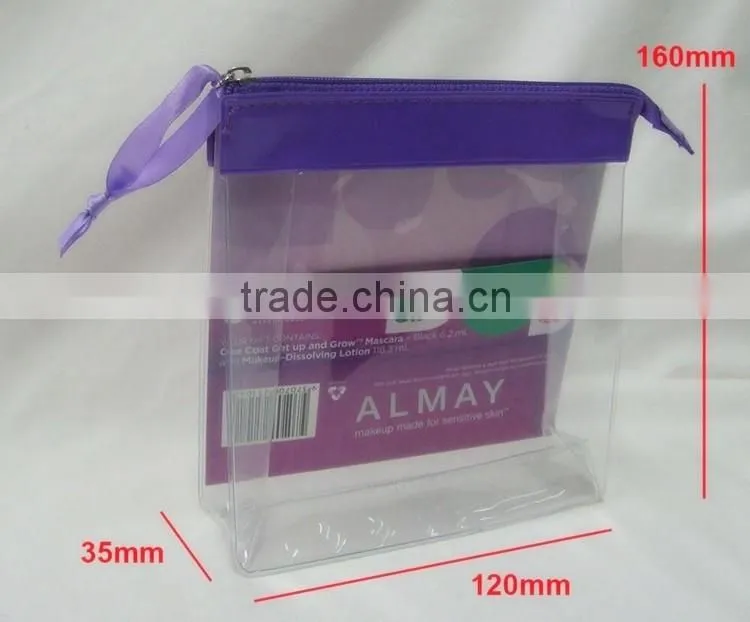 Wholesale customized transparent cosmetic pvc clear makeup bag with zipper