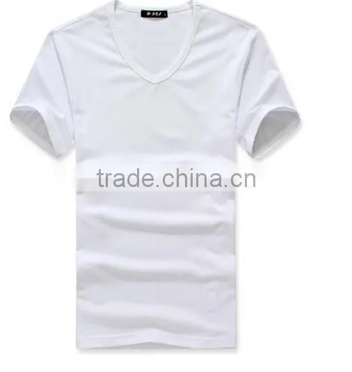 v-neck cotton t-shirts blank men wholesale plain white t-shirts