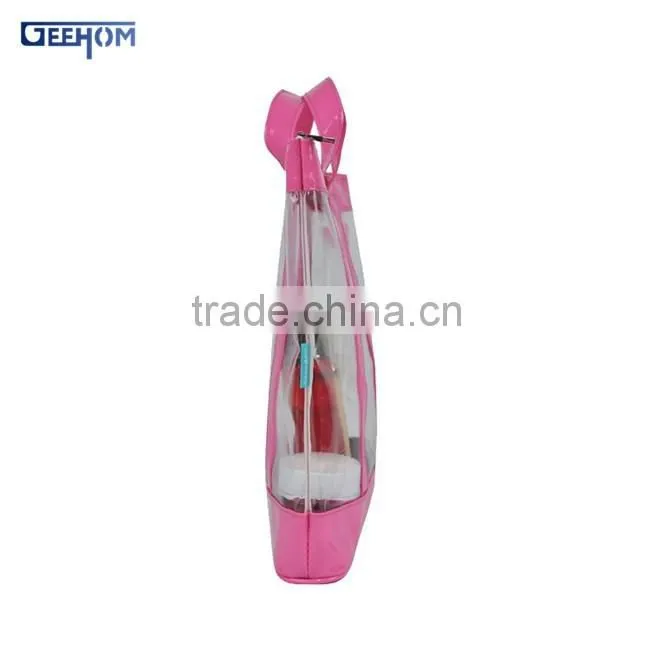 customized transparent ladies large pvc handbag shoulder bag shopping bag