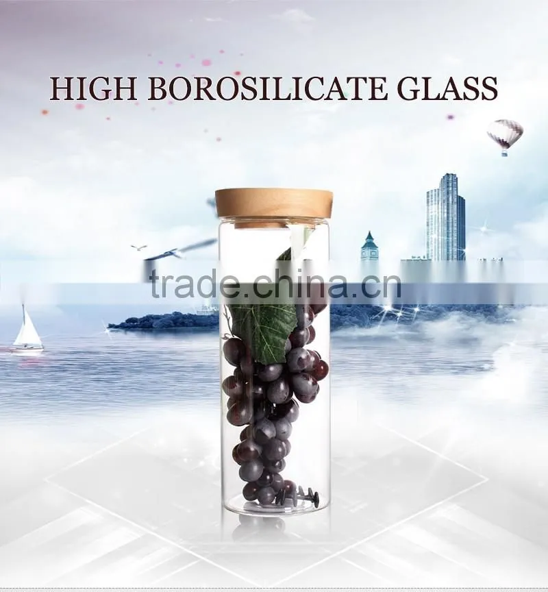 high borosilicate handmade glass storage air tight food container jar for 1200ml