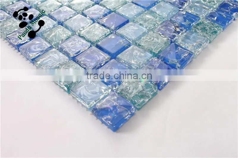 MB SMS14 Decorative Wall Tile Price Ice Crackle Glass Mosaic Tile Green Blue Glass Mosaic Bathroom