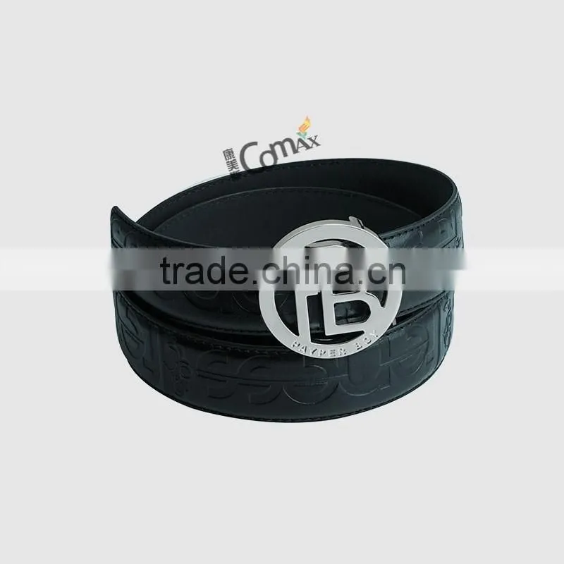 Hollow round metal custom belt buckle with engraved logo
