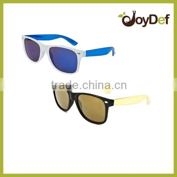 newest arrival neon color UV400 mirrored lens rubbized sunglasses for promo