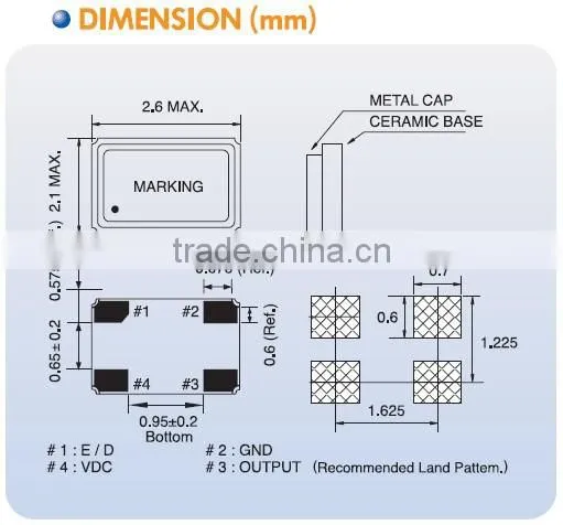 2.5x2.0mm SMD Crystal Oscillator (1.8V)