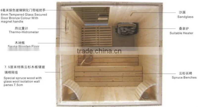 Finland spruce dry sauna shower room